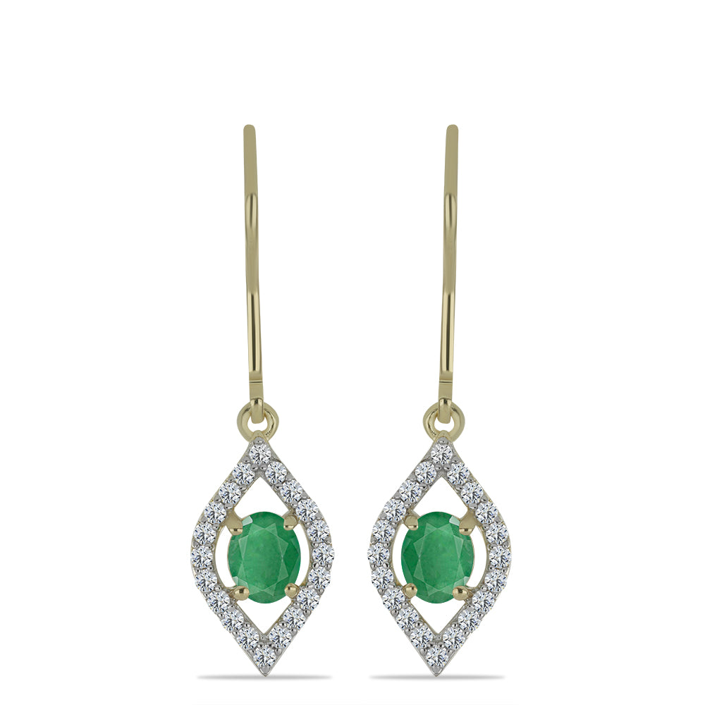 Pozlacené Stříbrné Náušnice s Brazilským Smaragdem a Bílým Topazem