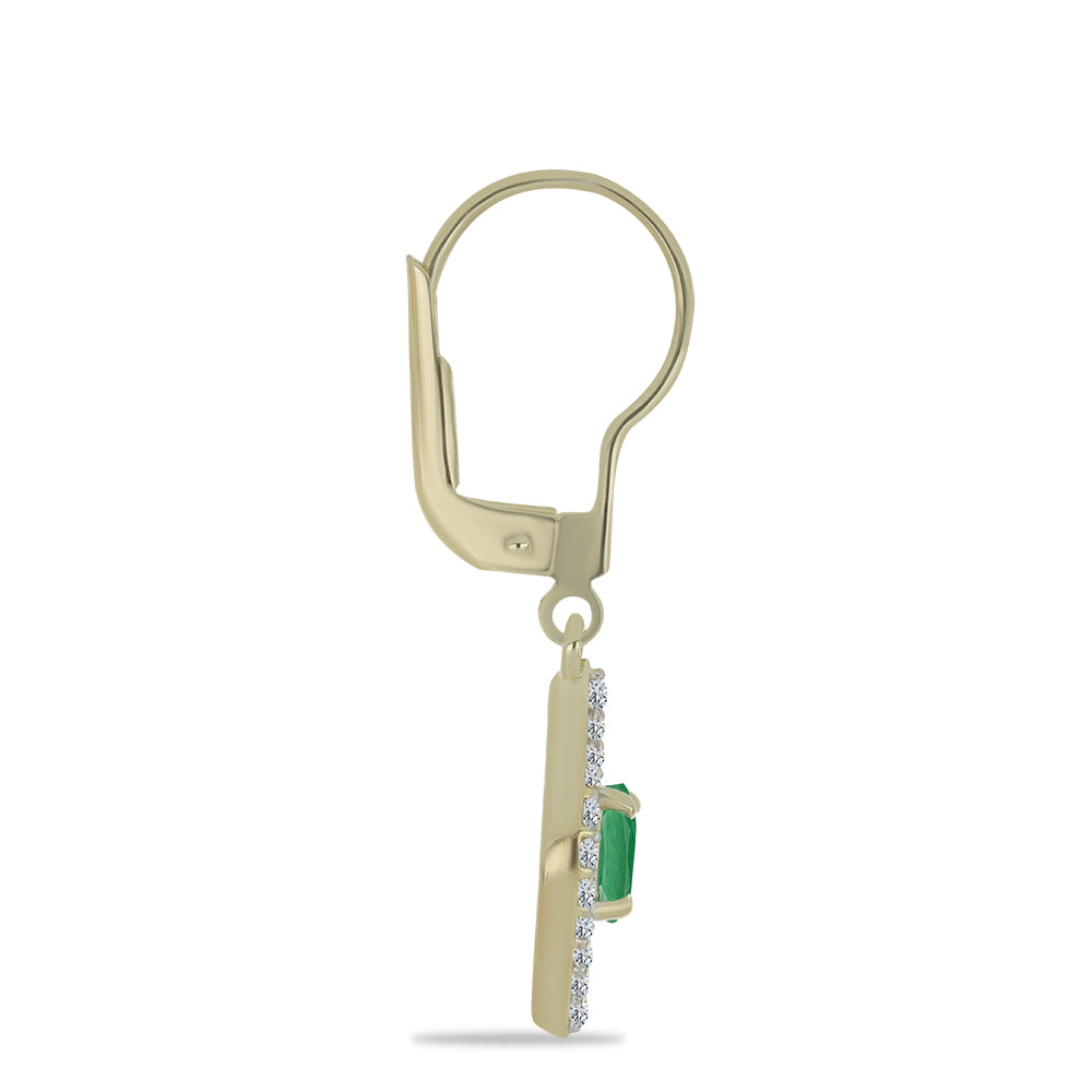 Pozlacené Stříbrné Náušnice s Brazilským Smaragdem a Bílým Topazem