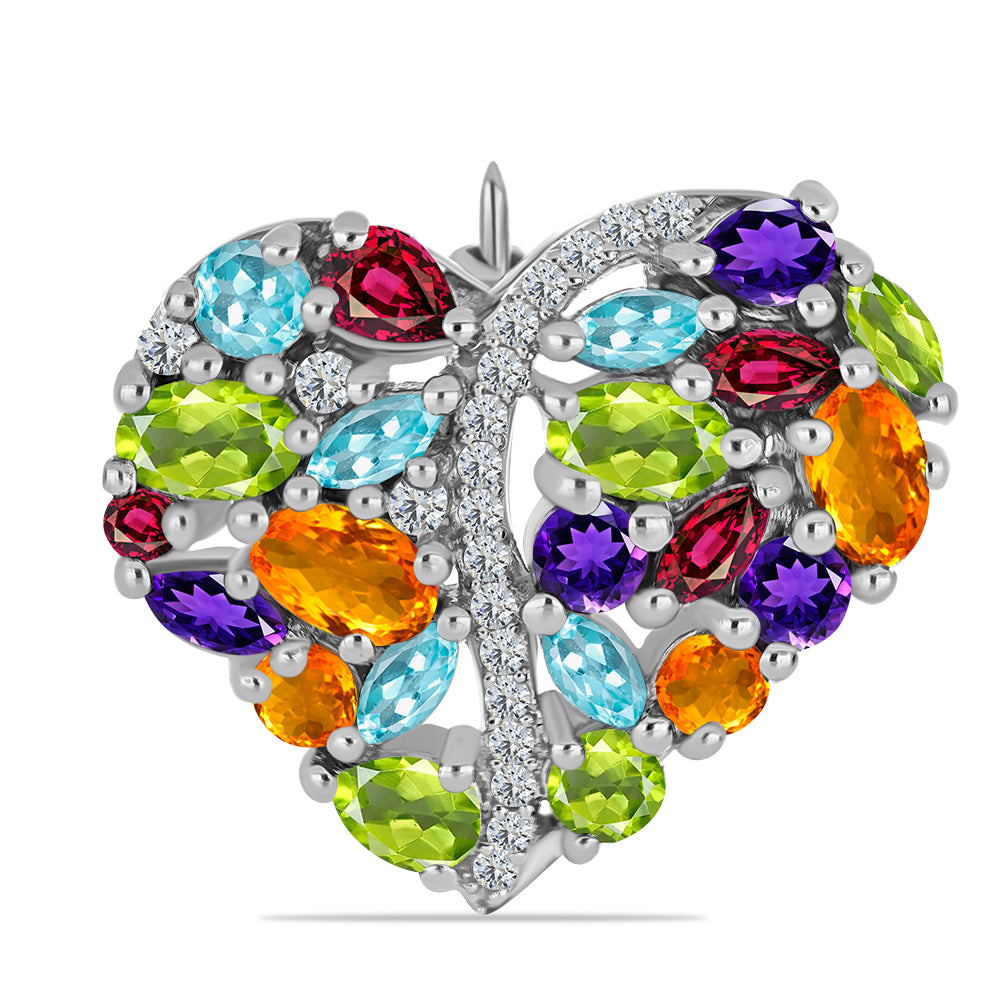 Stříbrný Brož s Marockým Ametystem a se Zlatým Citrínem z Rio Grande do Sul