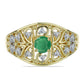 Pozlacené Stříbro 925/1000 - Prsten s Brazilským Smaragdem a Bílým Topazem - Karátové číslo: 0.71. přibližná hmotnost: 4.64 gramů