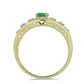 Pozlacené Stříbro 925/1000 - Prsten s Brazilským Smaragdem a Bílým Topazem - Karátové číslo: 0.71. přibližná hmotnost: 4.64 gramů