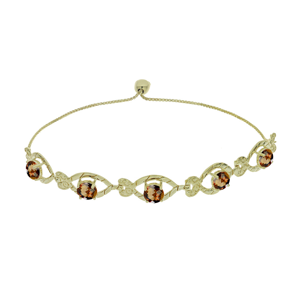 Pozlacené Stříbro 925/1000 - Náramek s Koňakovým Křemenem - Karátové číslo: 4.08. přibližná hmotnost: 7.49 gramů 1 