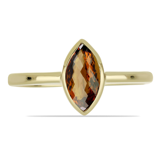 Pozlacené Stříbro 925/1000 - Prsten s Koňakovým Křemenem - Karátové číslo: 0.99. přibližná hmotnost: 2.12 gramů