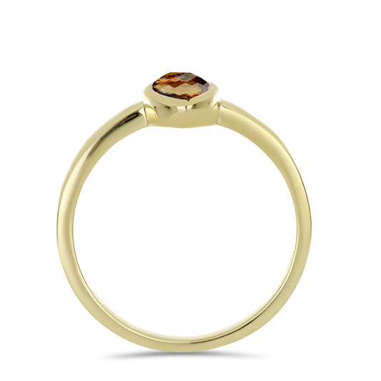Pozlacené Stříbro 925/1000 - Prsten s Koňakovým Křemenem - Karátové číslo: 0.99. přibližná hmotnost: 2.12 gramů