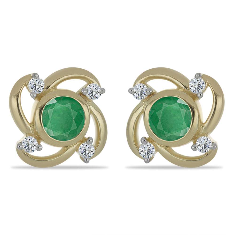 Pozlacené Stříbrné Náušnice s Brazilským Smaragdem a Bílým Topazem 1 