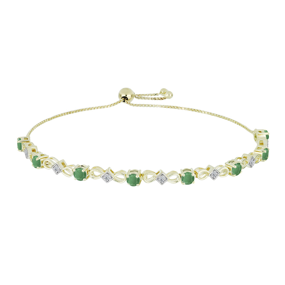 Pozlacený Stříbrný Náramek s Brazilským Smaragdem a Bílým Topazem 1 