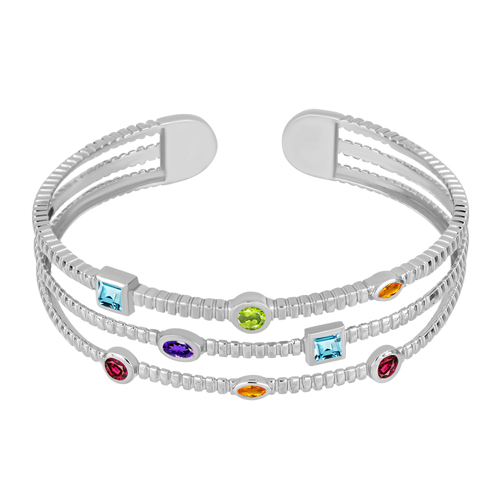 Stříbrný Náramek s Marockým Ametystem a se Zlatým Citrínem z Rio Grande do Sul