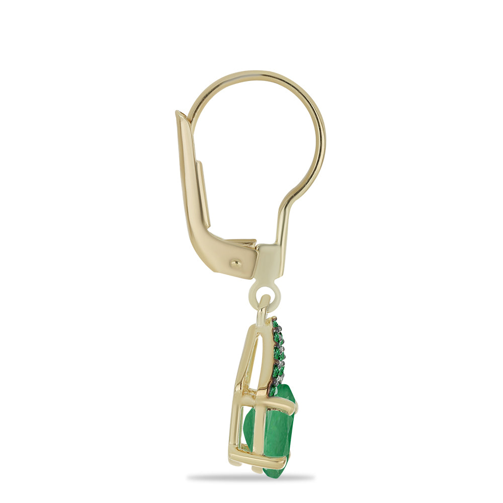 Pozlacené Stříbrné Náušnice s Brazilským Smaragdem a Bílým Topazem 2 