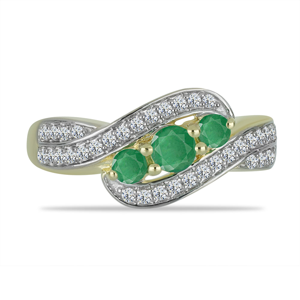 Pozlacený Stříbrný Prsten s Brazilským Smaragdem a Bílým Topazem 1 