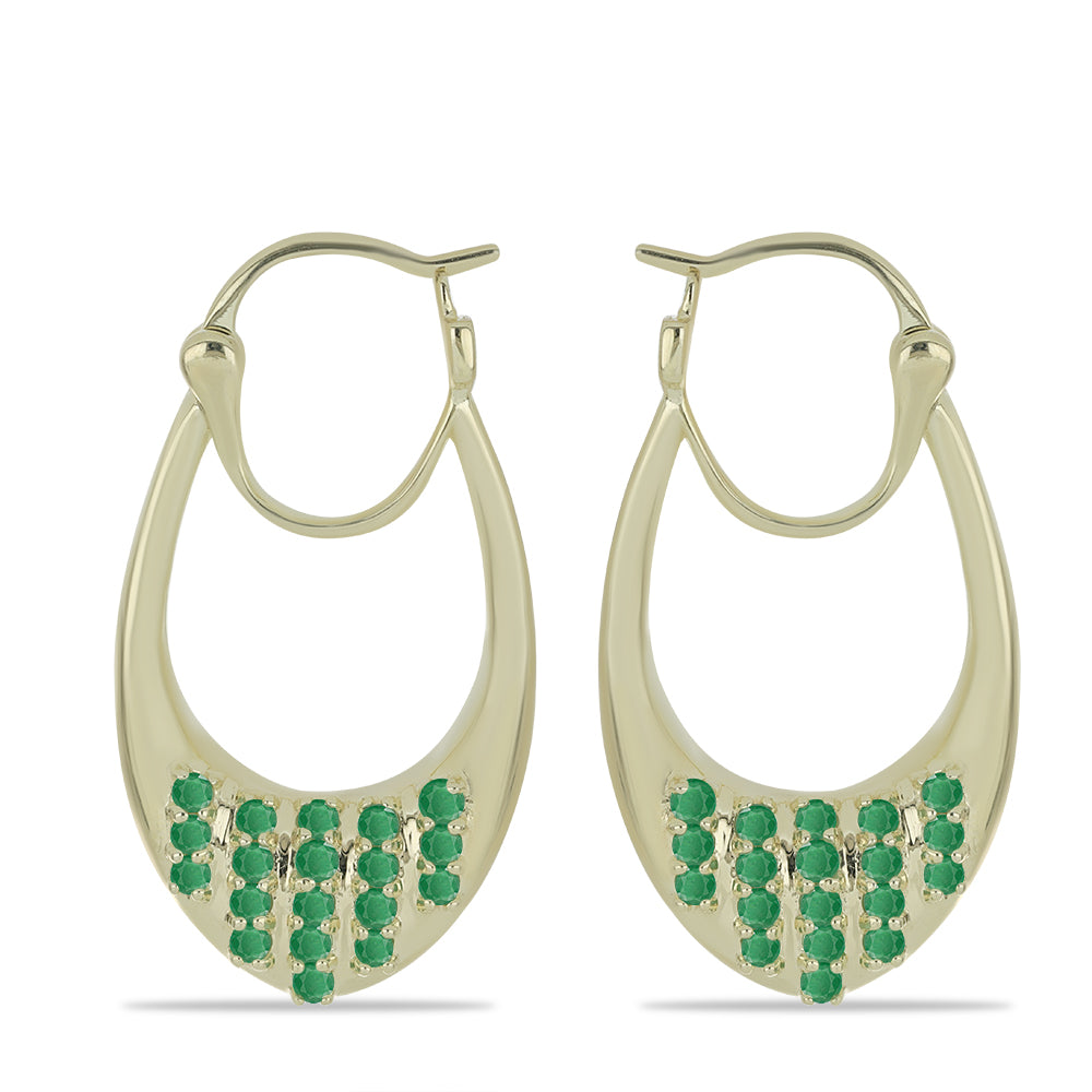 Pozlacené Stříbrné Náušnice s Brazilským Smaragdem