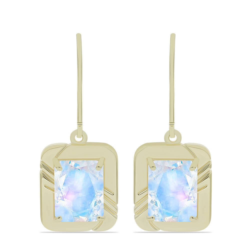 Pozlacené Stříbrné Náušnice s Duhovým Měsíčním Kamenem 1 