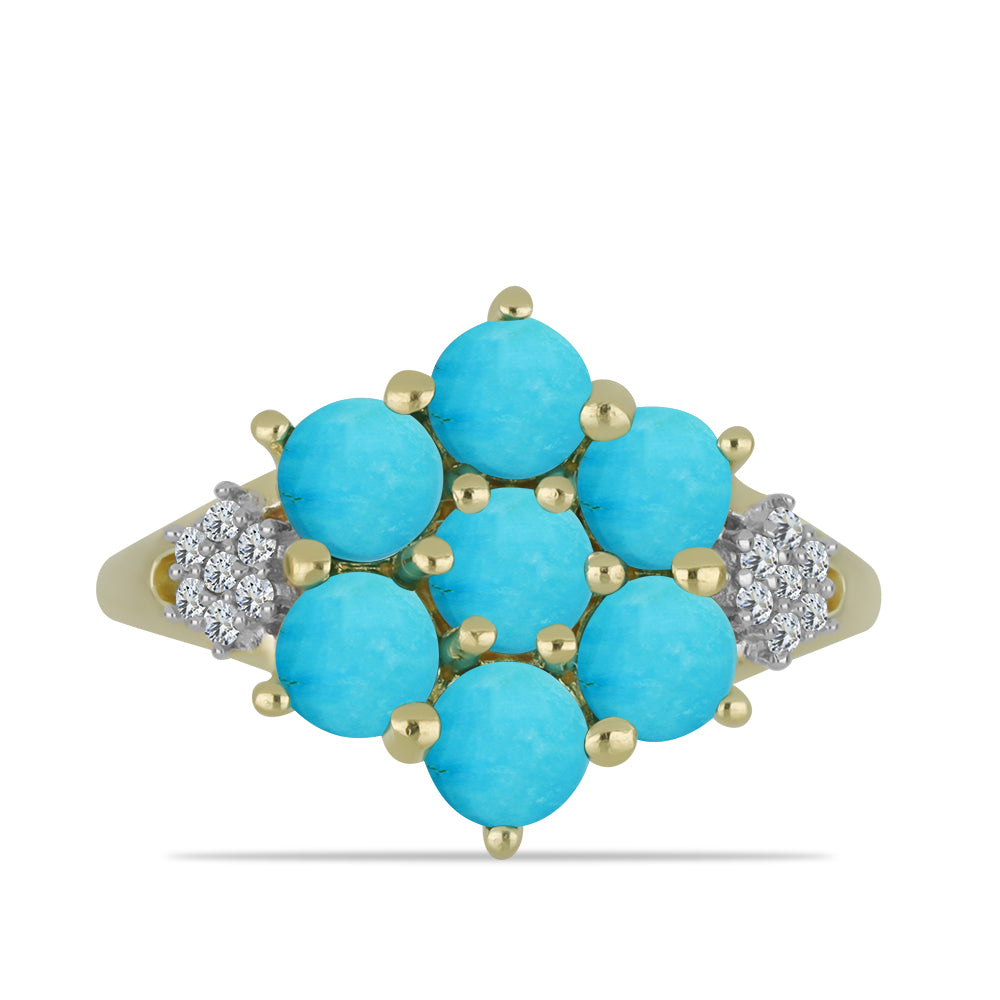 Pozlacený Stříbrný Prsten s Tyrkysem Sleeping Beauty a Bílým Topazem