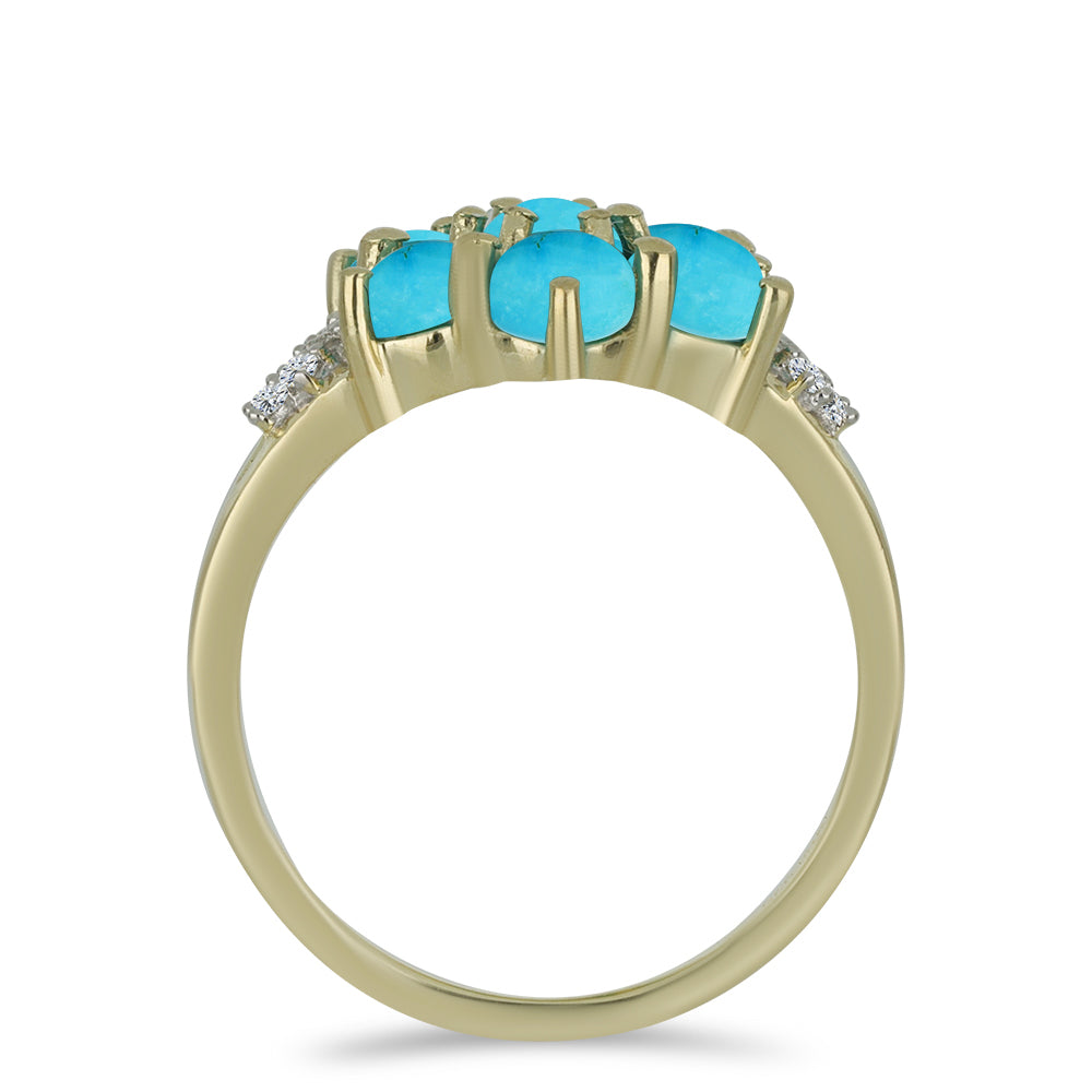 Pozlacený Stříbrný Prsten s Tyrkysem Sleeping Beauty a Bílým Topazem