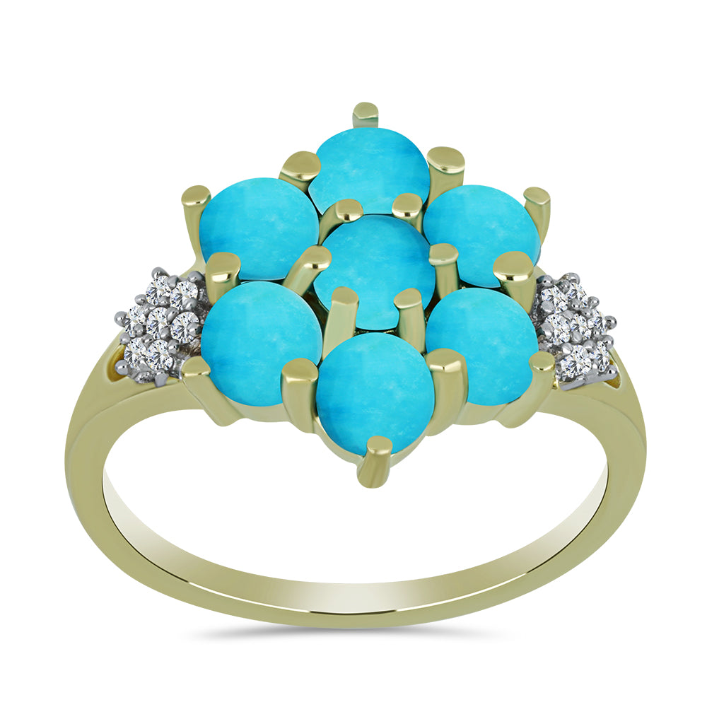 Pozlacený Stříbrný Prsten s Tyrkysem Sleeping Beauty a Bílým Topazem 3 