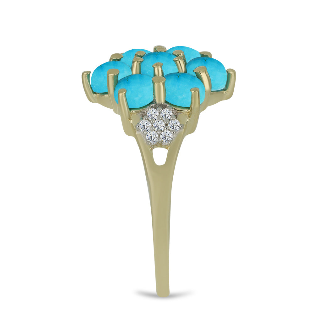 Pozlacený Stříbrný Prsten s Tyrkysem Sleeping Beauty a Bílým Topazem 4 