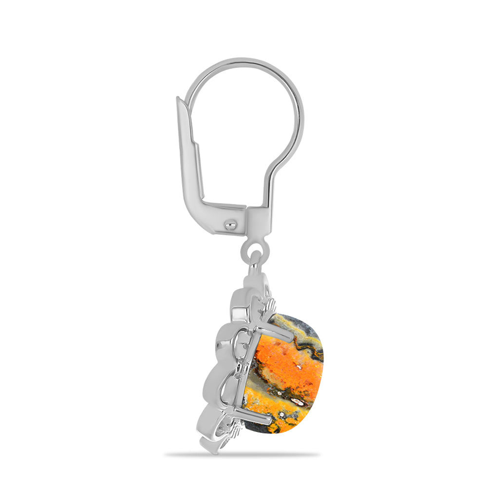 Stříbro 925/1000 - Náušnice s Bumble Bee Jaspisem - Karátové číslo: 7.96. přibližná hmotnost: 5.19 gramů 2 