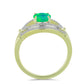 Pozlacený Stříbrný Prsten se Zeleným Etiopským Opálem z Lega Dembi a Bílým Topazem