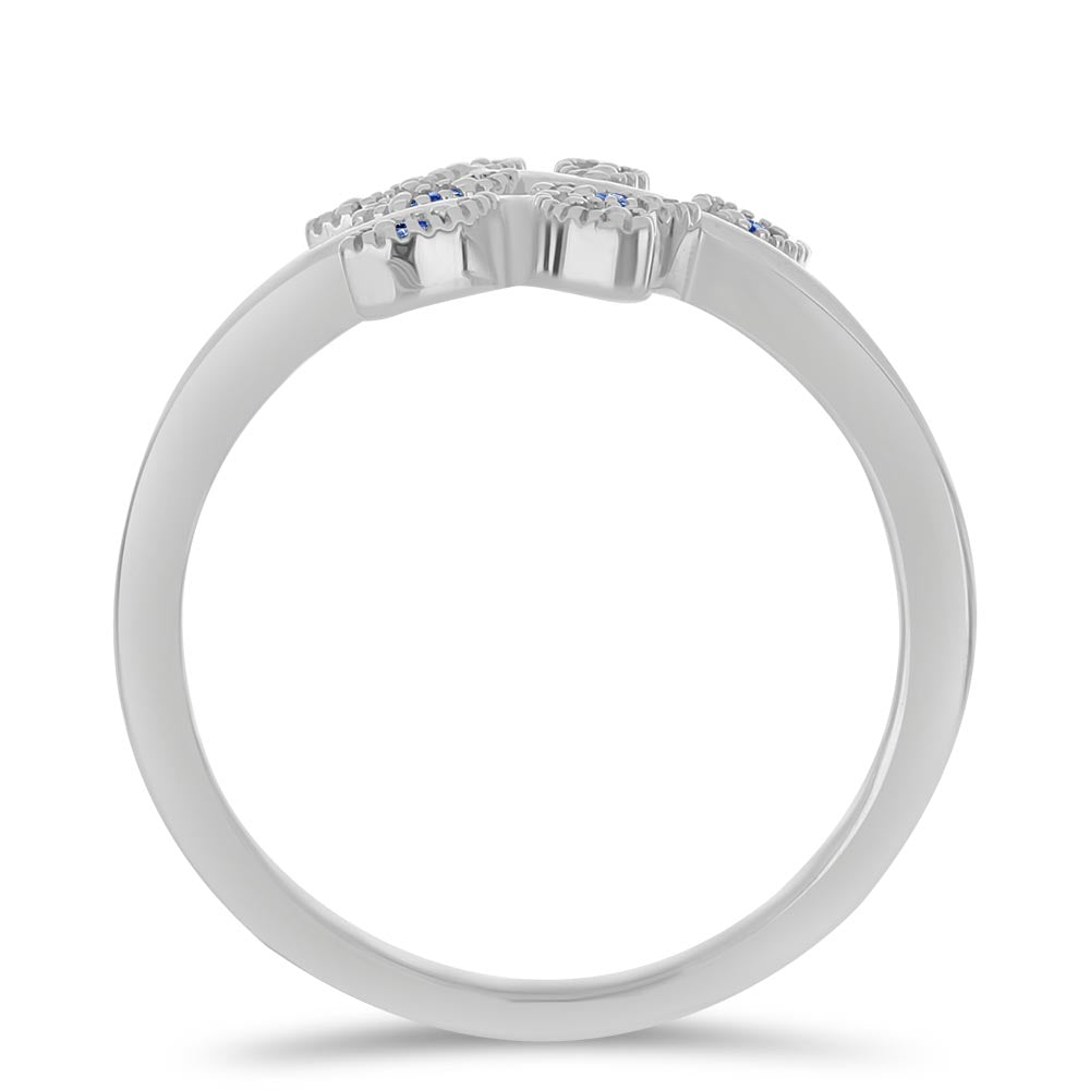 Stříbro 925/1000 - Prsten s Certifikovaný Královským modrým moissanitem pěstovaný v laboratoři - Karátové číslo: 0.11. přibližná hmotnost: 2.87 gramů