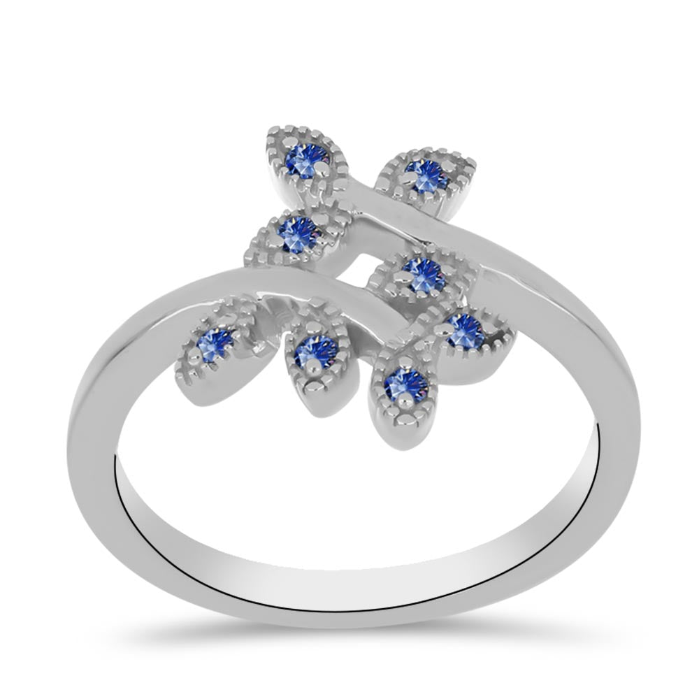 Stříbro 925/1000 - Prsten s Certifikovaný Královským modrým moissanitem pěstovaný v laboratoři - Karátové číslo: 0.11. přibližná hmotnost: 2.87 gramů 3 