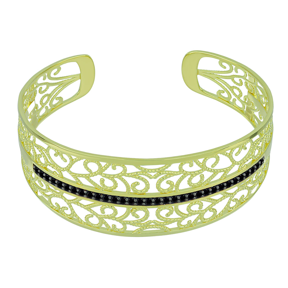 Pozlacený Stříbrný Náramek s Černým spinelem 1 