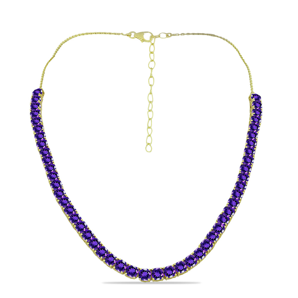 Pozlacený Stříbrný Náhrdelník s Marockým Ametystem 1 