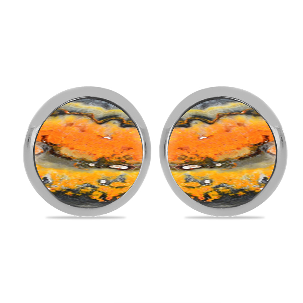 Stříbrné Náušnice s Bumble Bee Jaspisem