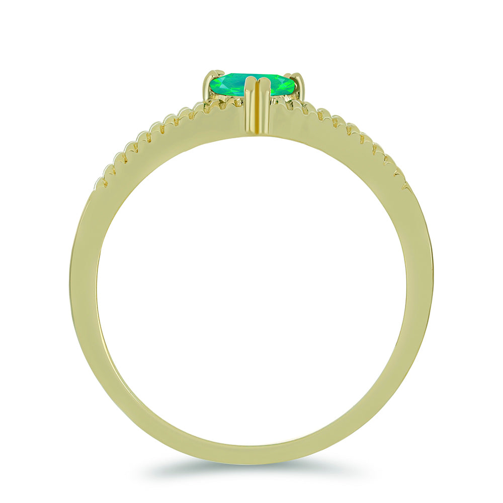 Pozlacené Stříbro 925/1000 - Prsten se Zeleným Etiopským Opálem z Lega Dembi - Karátové číslo: 0.25. přibližná hmotnost: 2.34 gramů 2 