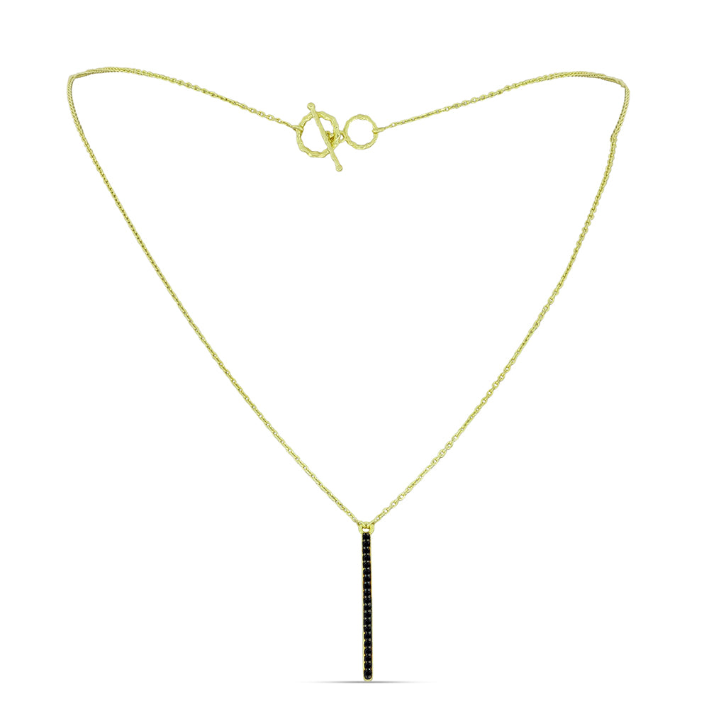 Pozlacený Stříbrný Náhrdelník s Černým spinelem 1 