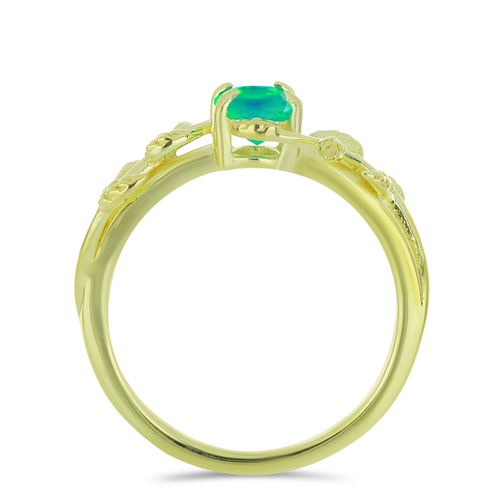 Pozlacený Stříbrný Prsten se Zeleným Etiopským Opálem z Lega Dembi 2 