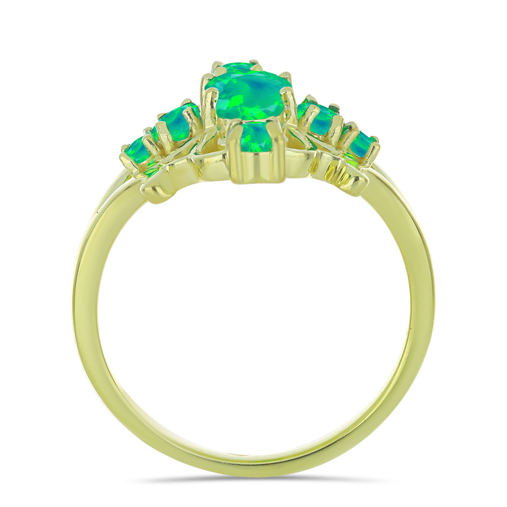 Pozlacený Stříbrný Prsten se Zeleným Etiopským Opálem z Lega Dembi 2 