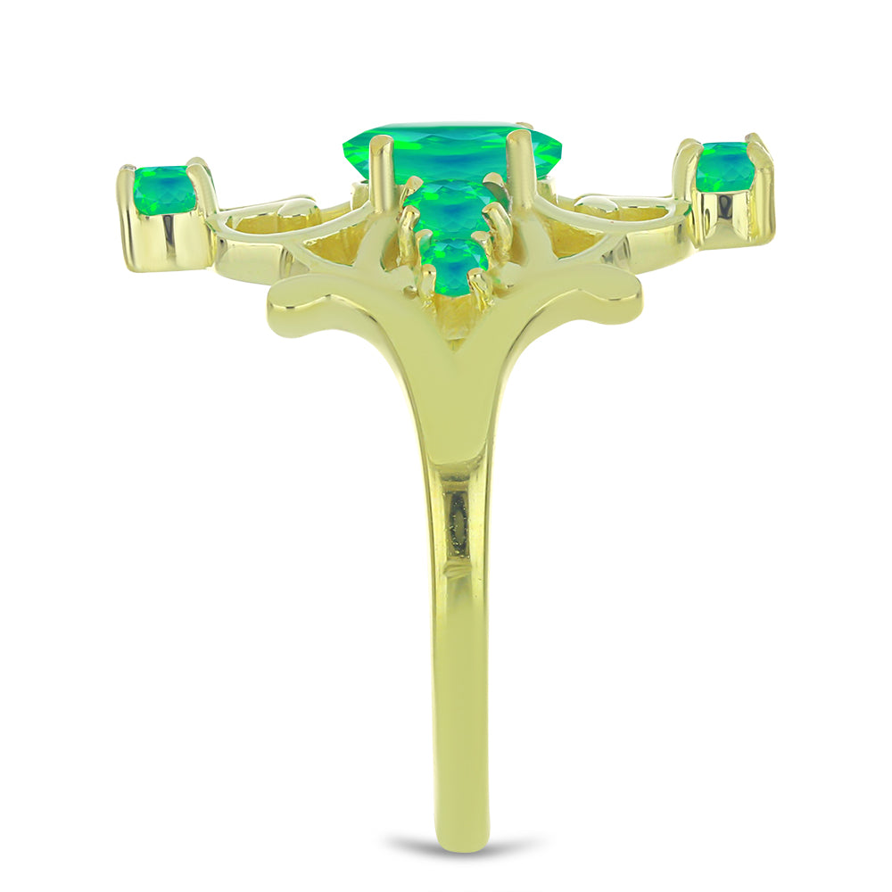 Pozlacený Stříbrný Prsten se Zeleným Etiopským Opálem z Lega Dembi