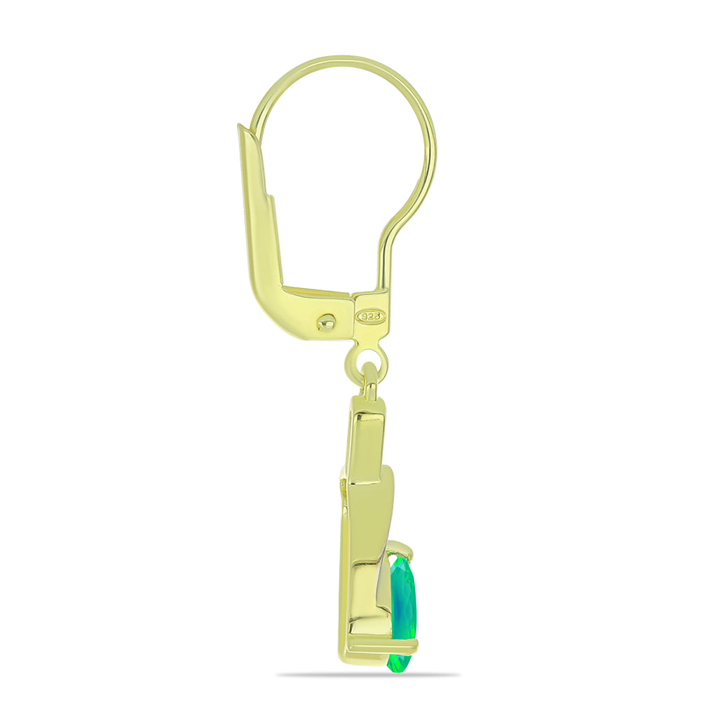 Pozlacené Stříbrné Náušnice se Zeleným Etiopským Opálem z Lega Dembi a Bílým Topazem