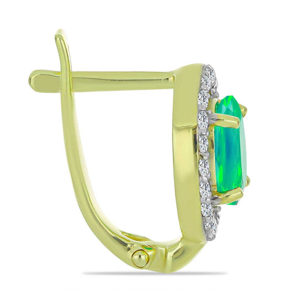 Pozlacené Stříbrné Náušnice se Zeleným Etiopským Opálem z Lega Dembi a Bílým Topazem