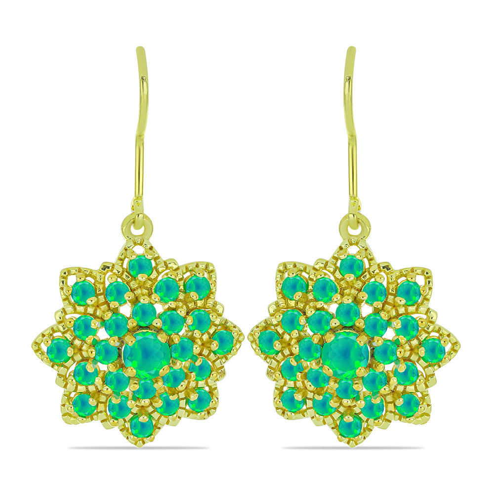 Pozlacené Stříbrné Náušnice se Zeleným Etiopským Opálem z Lega Dembi 1 