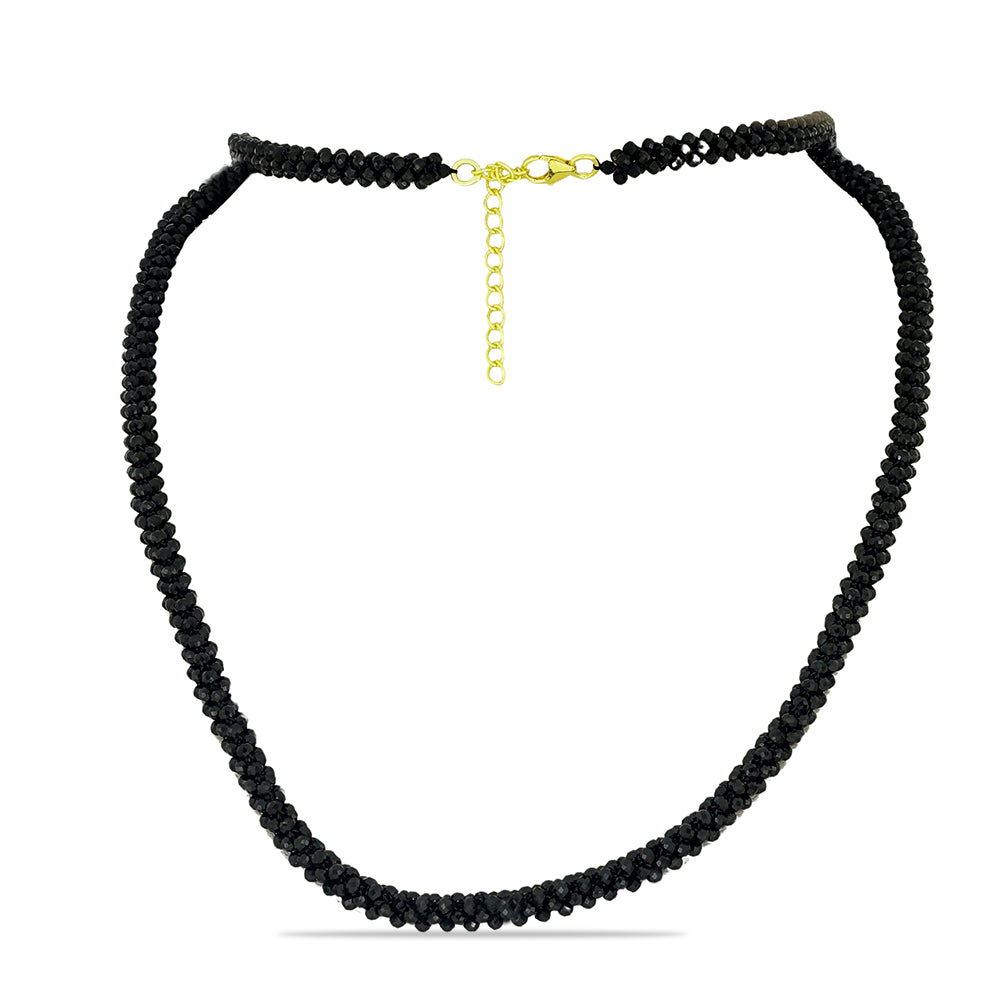 Pozlacený Stříbrný Náhrdelník s Černým spinelem