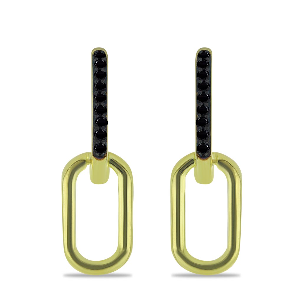 Pozlacené Stříbrné Náušnice s Černým spinelem 1 