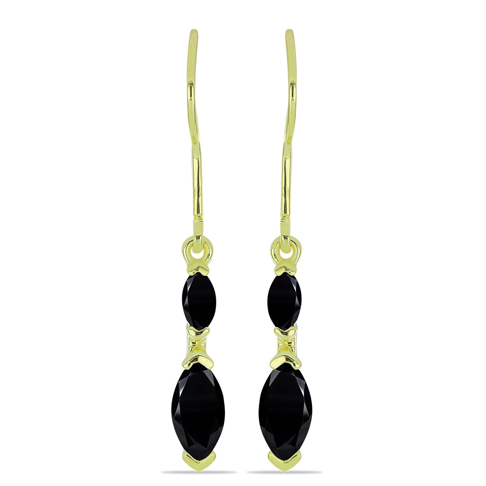 Pozlacené Stříbrné Náušnice s Černým spinelem 1 
