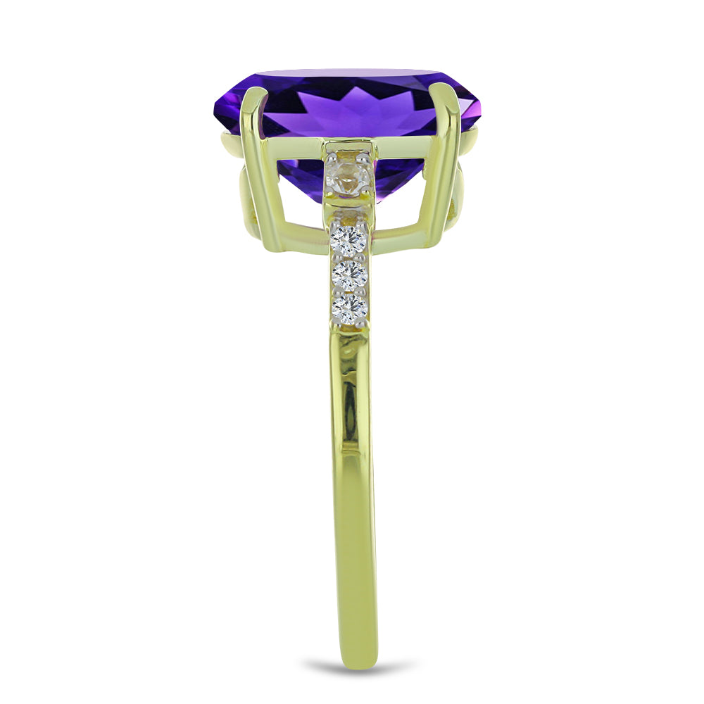 Pozlacený Stříbrný Prsten s Marockým Ametystem a Bílým Topazem 4 