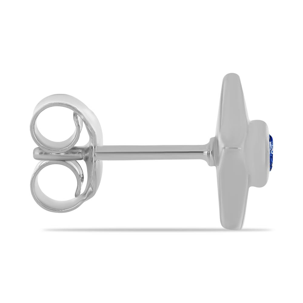 Stříbro 925/1000 - Náušnice s Certifikovaný Královským modrým moissanitem pěstovaný v laboratoři - Karátové číslo: 0.21. přibližná hmotnost: 1.83 gramů 2 