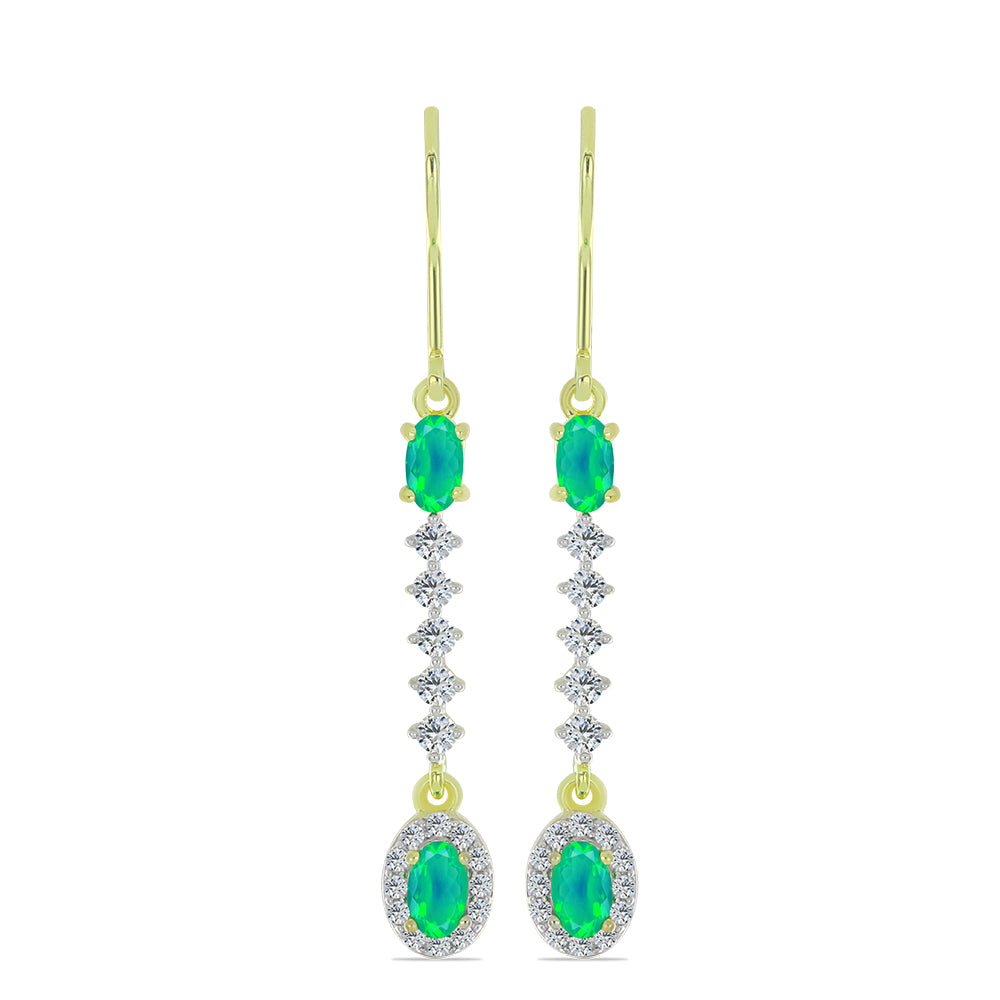 Pozlacené Stříbrné Náušnice se Zeleným Etiopským Opálem z Lega Dembi a Bílým Topazem 1 