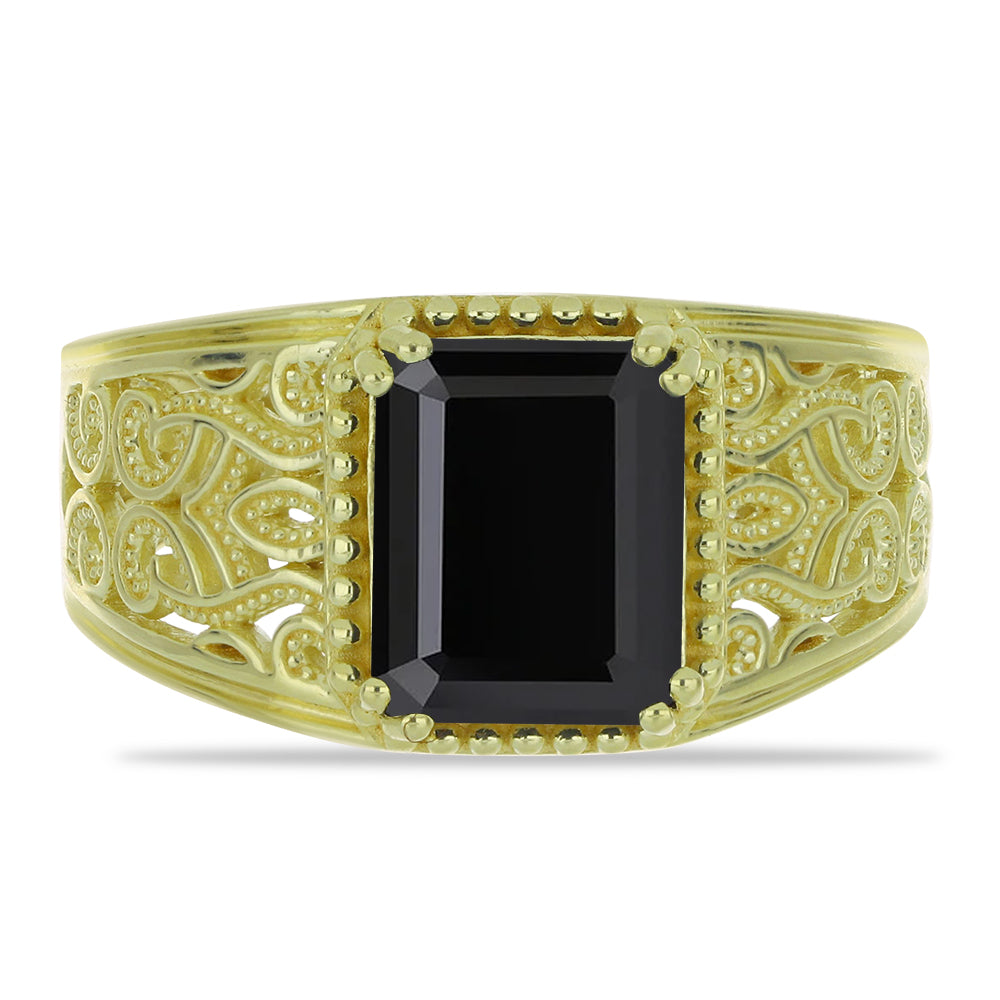 Pozlacený Stříbrný Prsten s Černým spinelem 1 