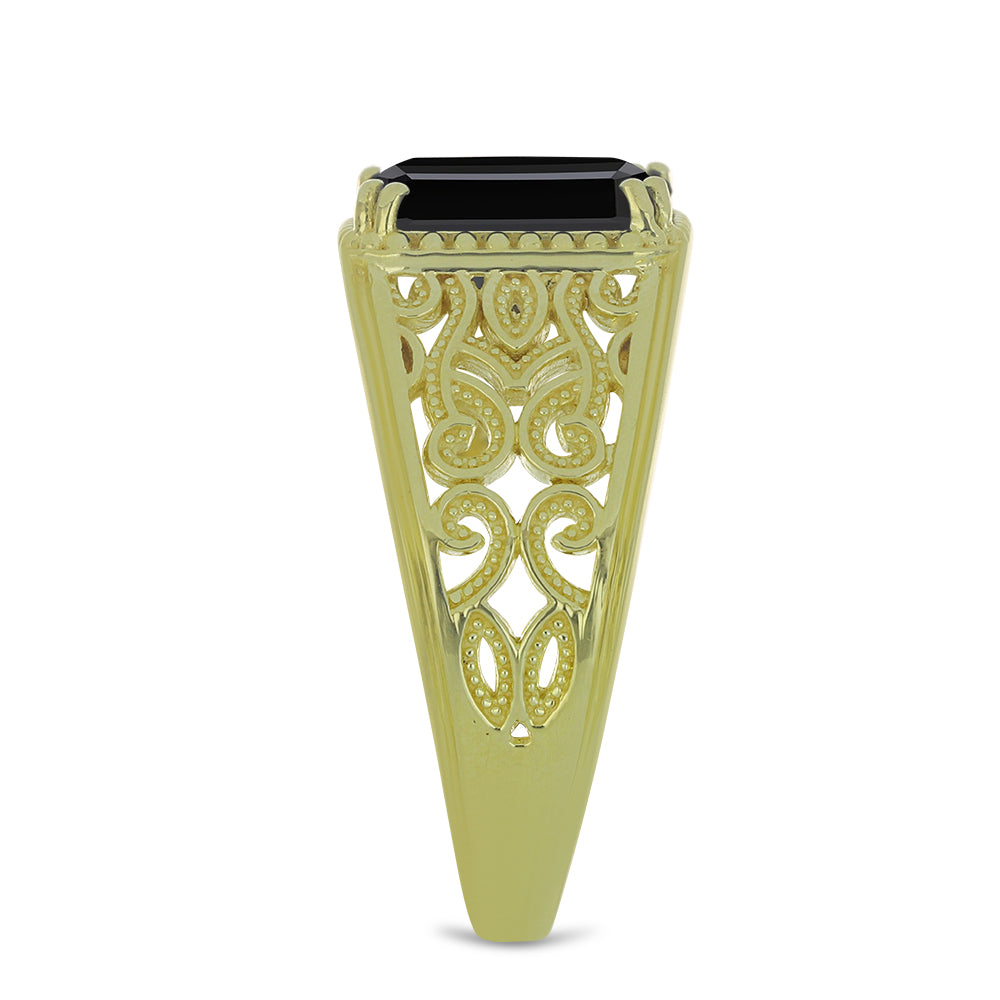 Pozlacený Stříbrný Prsten s Černým spinelem 4 