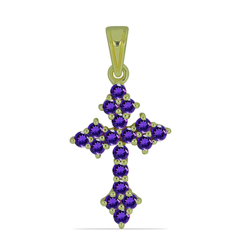 Kříž Pozlacený Stříbrný Přívěsek s Marockým Ametystem 1 