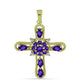 Kříž Pozlacený Stříbrný Přívěsek s Marockým Ametystem a Bílým Topazem