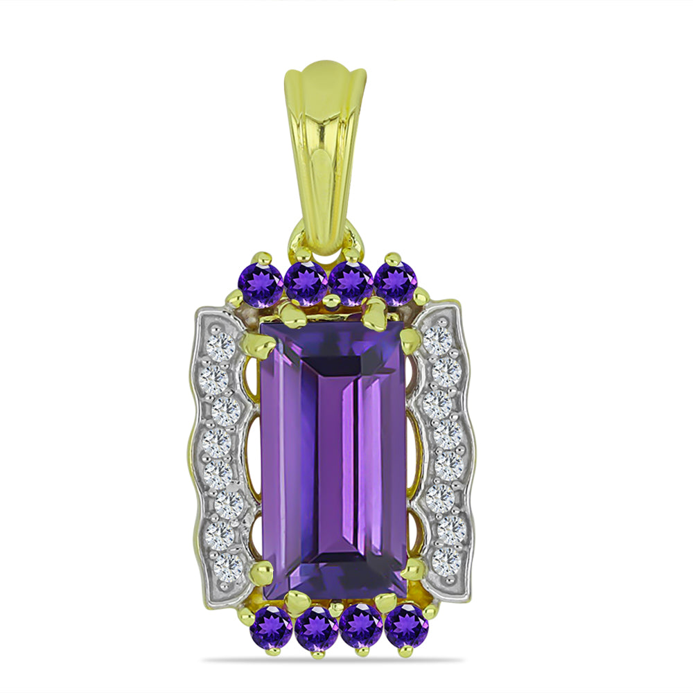 Pozlacený Stříbrný Přívěsek s Marockým Ametystem a Bílým Topazem