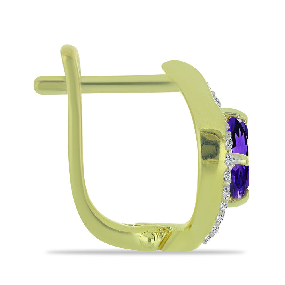 Pozlacené Stříbrné Náušnice s Marockým Ametystem a Bílým Topazem 2 