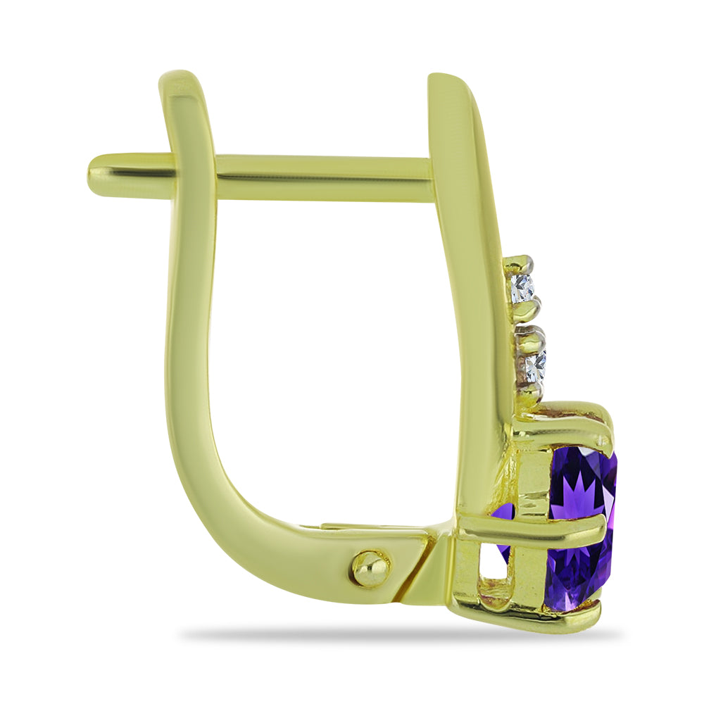 Pozlacené Stříbrné Náušnice s Marockým Ametystem a Bílým Topazem 2 