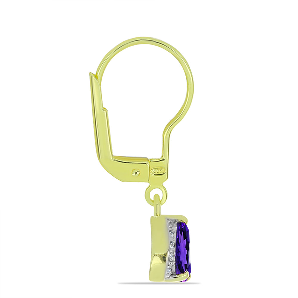 Pozlacené Stříbrné Náušnice s Marockým Ametystem a Bílým Topazem