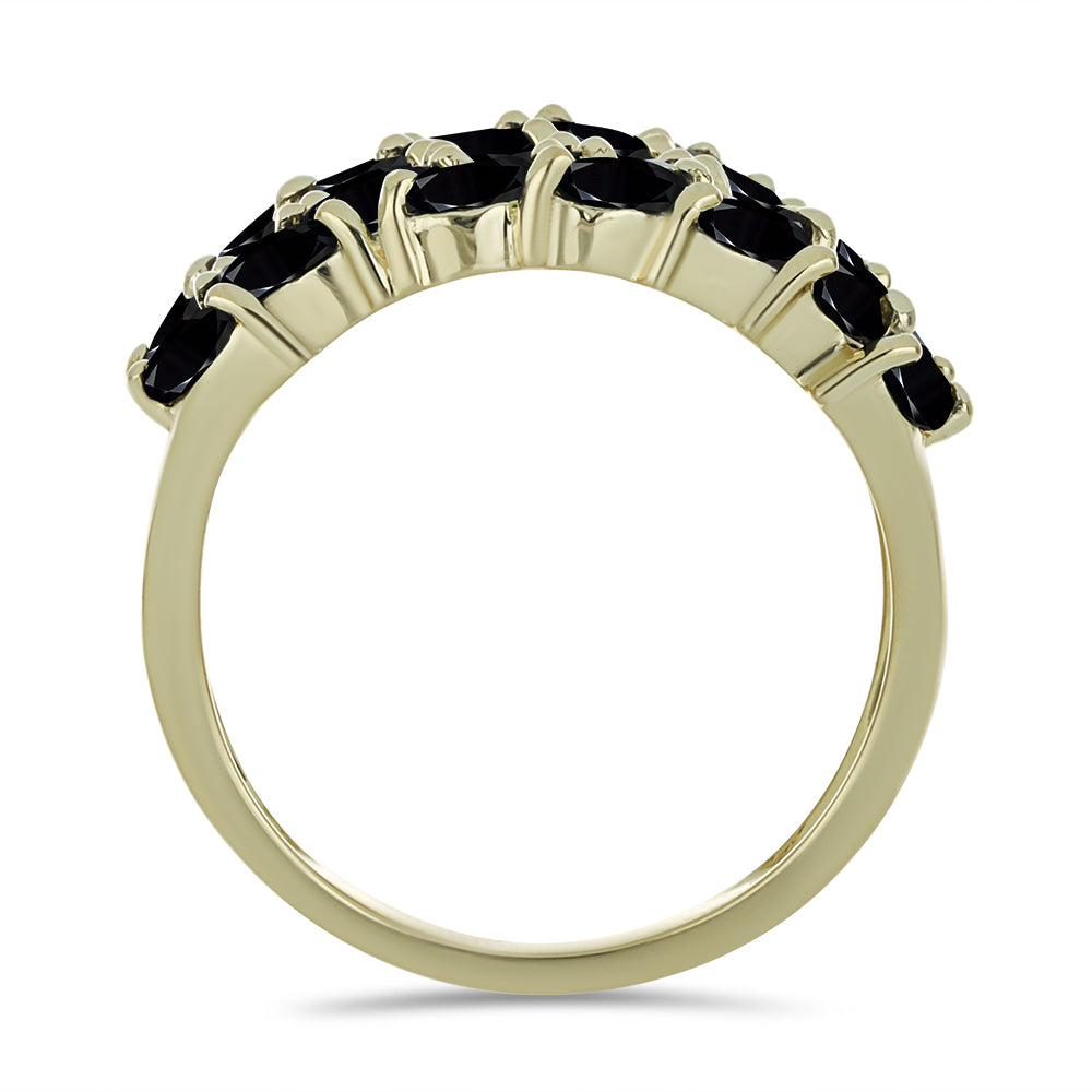 Pozlacený Stříbrný Prsten s Černým spinelem a Bílým Topazem