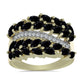 Pozlacený Stříbrný Prsten s Černým spinelem a Bílým Topazem